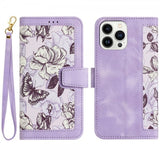 iPhone 15 Plus Etui Blomstermønster Lilla