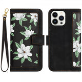 iPhone 15 Plus Etui Blomstermønster Svart