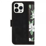 iPhone 15 Plus Etui Blomstermønster Svart