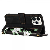 iPhone 15 Plus Etui Blomstermønster Svart