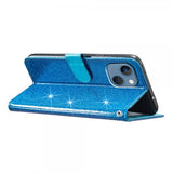 iPhone 15 Plus Etui Glitter Blå