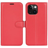 iPhone 15 Plus Etui Litchi Rød