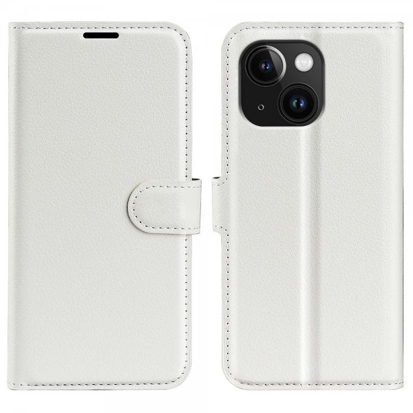iPhone 15 Plus Etui Litchi Hvit