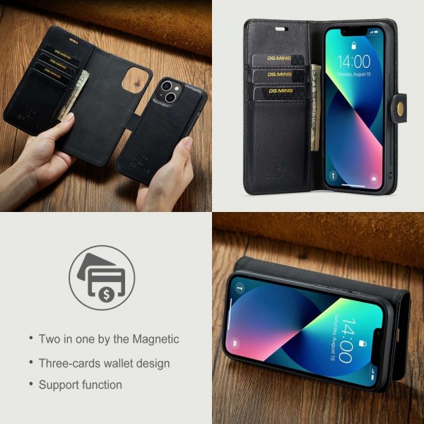 Dg.Ming iPhone 15 Plus Etui Avtagbart Deksel Svart