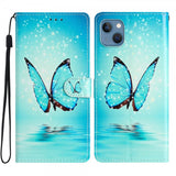 iPhone 15 Plus Etui Motiv Blå Sommerfugl