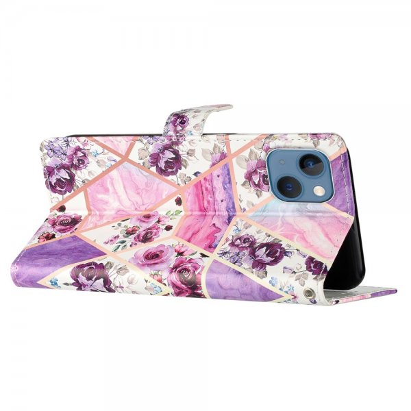 iPhone 15 Plus Etui Motiv Lilla Blomster
