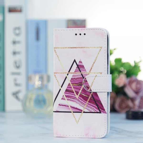 iPhone 15 Plus Etui Motiv Trekanter Marmor