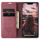 CaseMe iPhone 15 Plus Etui Retro Flip Rød