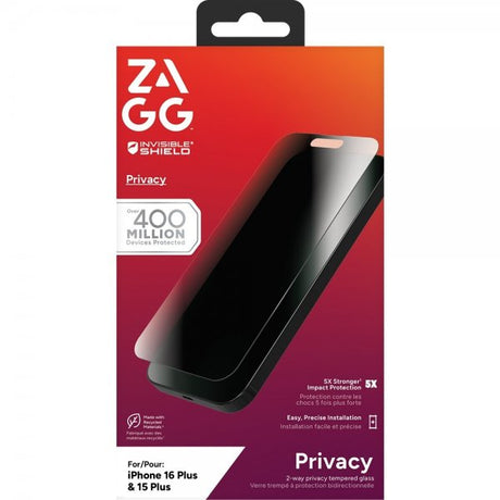 Zagg InvisibleShield iPhone 15 Plus/iPhone 16 Plus Skjermbeskytter Glass Elite Privacy