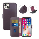 Rvelon iPhone 15 Plus Etui Ekte Skinn Lilla