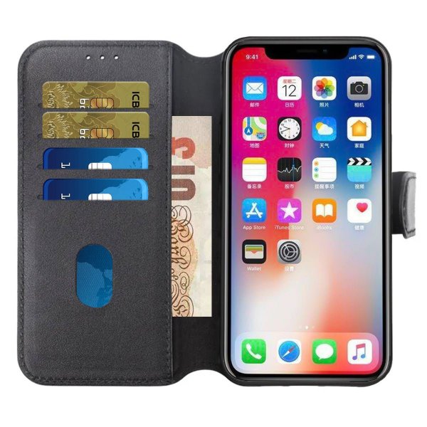 Rvelon iPhone 15 Plus Etui Ekte Skinn Svart