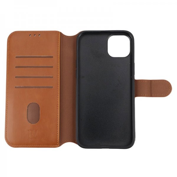 Rvelon iPhone 15 Plus Etui Detachable Wallet Case Brun