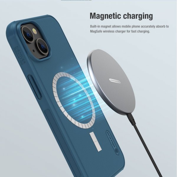Nillkin iPhone 15 Plus Deksel Frosted Shield Pro MagSafe Blå