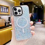 iPhone 15 Plus Deksel Glitter MagSafe Blå