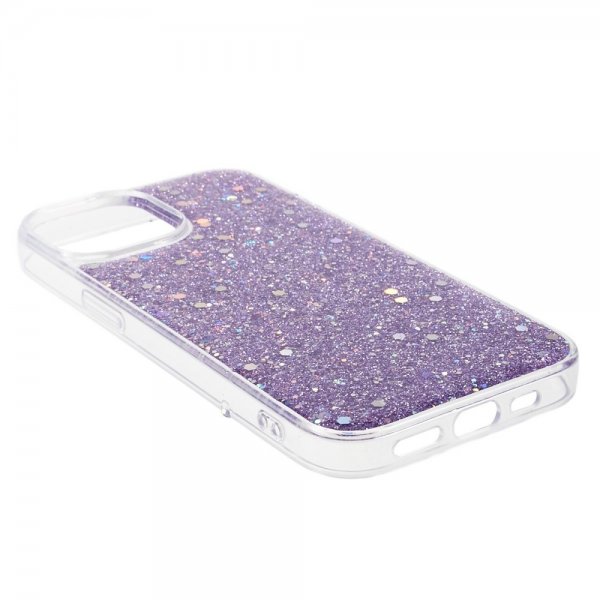 iPhone 15 Plus Deksel Glitterpaljetter Lilla