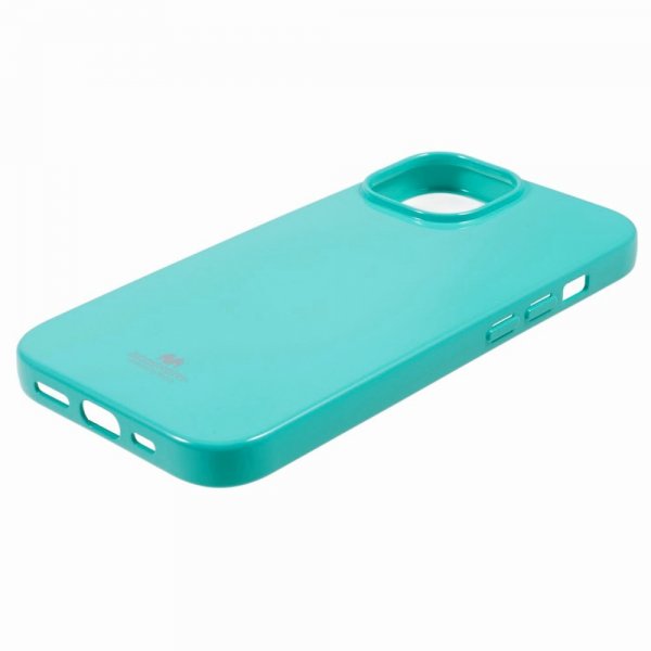 Mercury iPhone 15 Plus Deksel Jelly Glitter Cyan