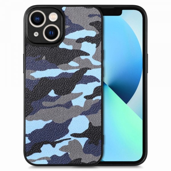 iPhone 15 Plus Deksel Kamuflasje Blå