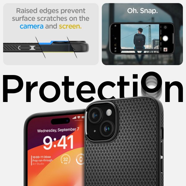 Spigen iPhone 15 Plus Deksel Liquid Air Matte Black