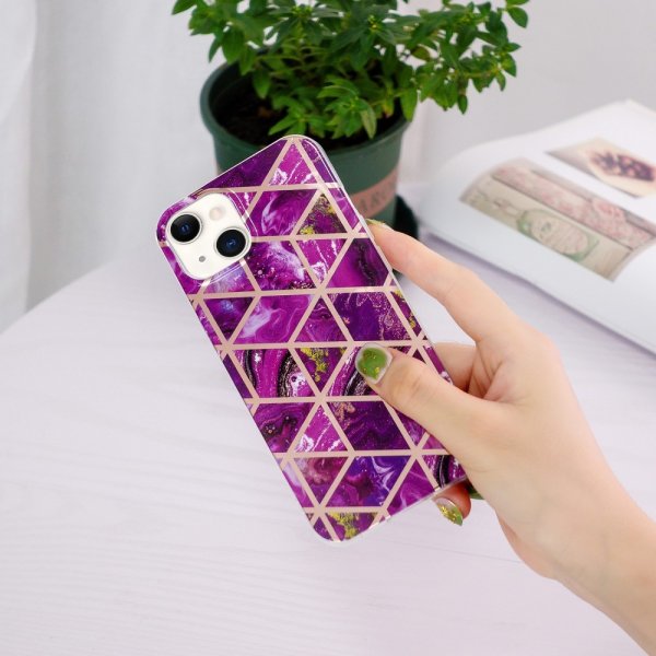 iPhone 15 Plus Deksel Marmormønster Lilla