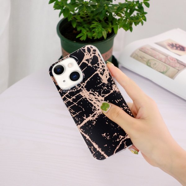 iPhone 15 Plus Deksel Marmormønster Svart