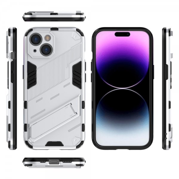 iPhone 15 Plus Deksel med Stativ Hvit