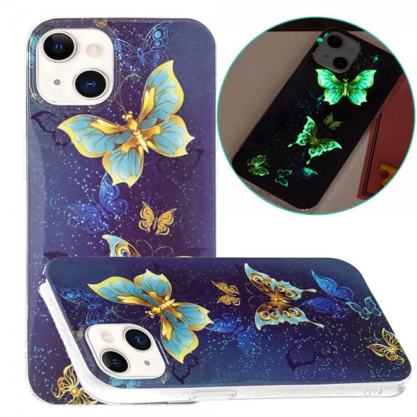 iPhone 15 Plus Deksel Motiv Guldiga Sommerfugler