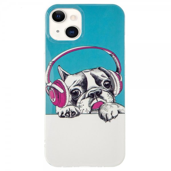 iPhone 15 Plus Deksel Motiv Hund med Hodetelefoner