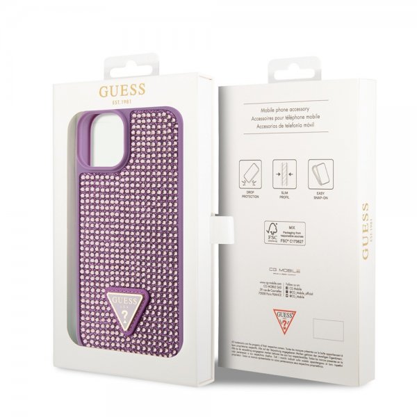 Guess iPhone 15 Plus Deksel Rhinestone Lilla