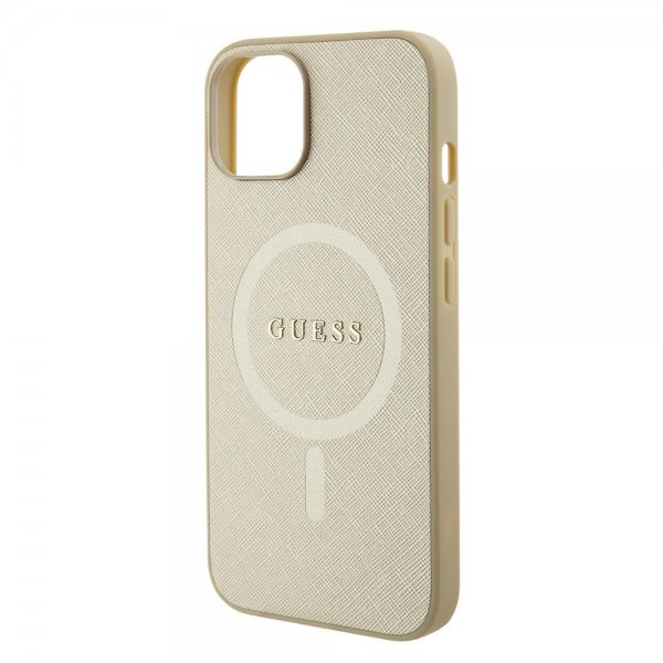 Guess iPhone 15 Plus Deksel Saffiano MagSafe Beige