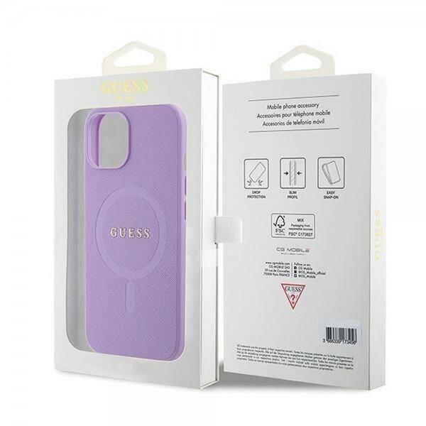 Guess iPhone 15 Plus Deksel Saffiano MagSafe Lilla