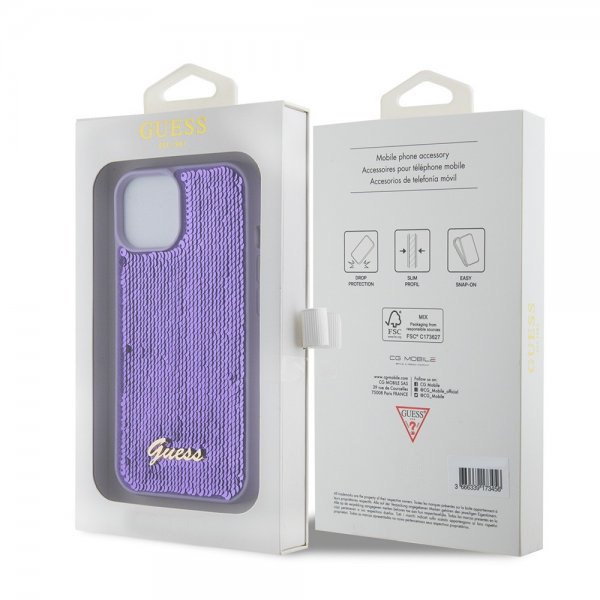 Guess iPhone 15 Plus Deksel Sequin Lilla