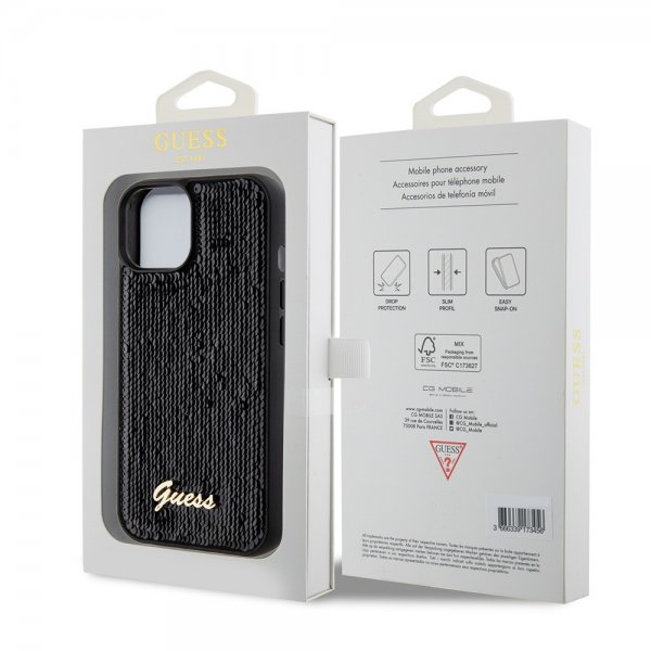 Guess iPhone 15 Plus Deksel Sequin Svart