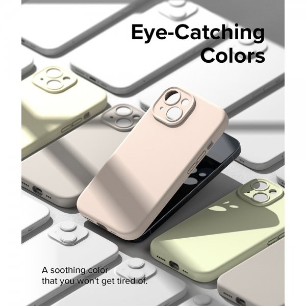 Ringke iPhone 15 Plus Deksel Silicone Magnetic Pink Sand