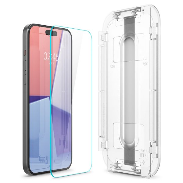 Spigen iPhone 15 Plus/iPhone 16 Plus Skjermbeskytter GLAS.tR EZ Fit 2-pakning