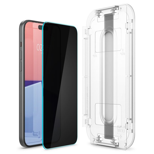 Spigen iPhone 15 Plus Skjermbeskytter GLAS.tR EZ Fit Privacy 2-pakning