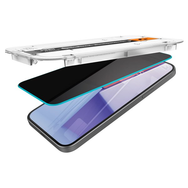Spigen iPhone 15 Plus Skjermbeskytter GLAS.tR EZ Fit Privacy 2-pakning