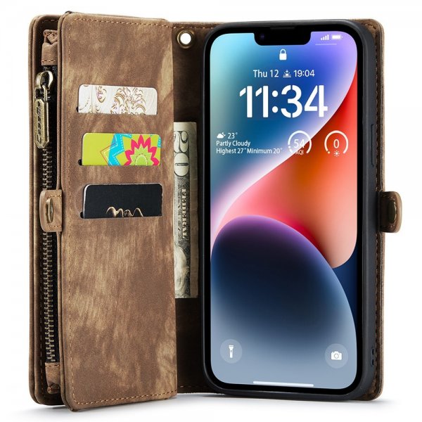 CaseMe iPhone 15 Pro Etui 008 Series Avtakbart Deksel Brun