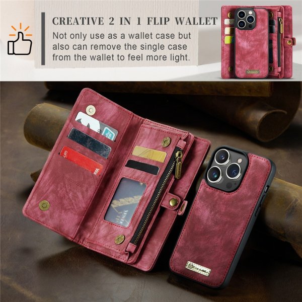 CaseMe iPhone 15 Pro Etui 008 Series Avtakbart Deksel Rød