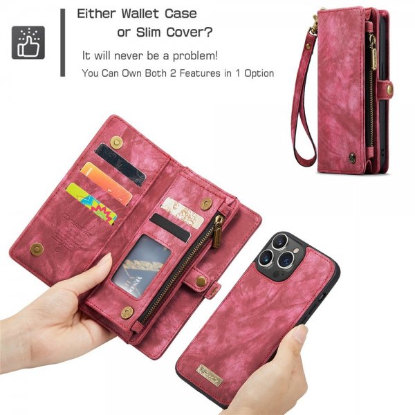 CaseMe iPhone 15 Pro Etui 008 Series Avtakbart Deksel Rød