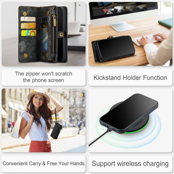 CaseMe iPhone 15 Pro Etui 008 Series Avtakbart Deksel Svart