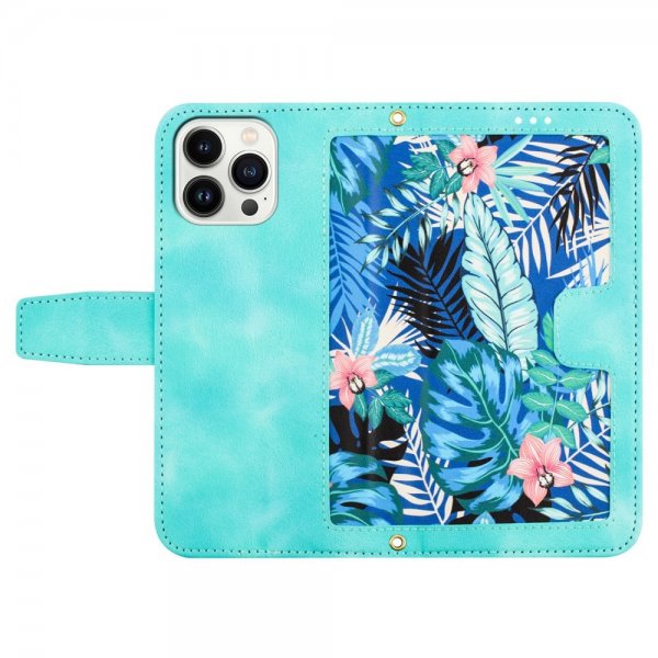 iPhone 15 Pro Etui Blomstermønster Grønn