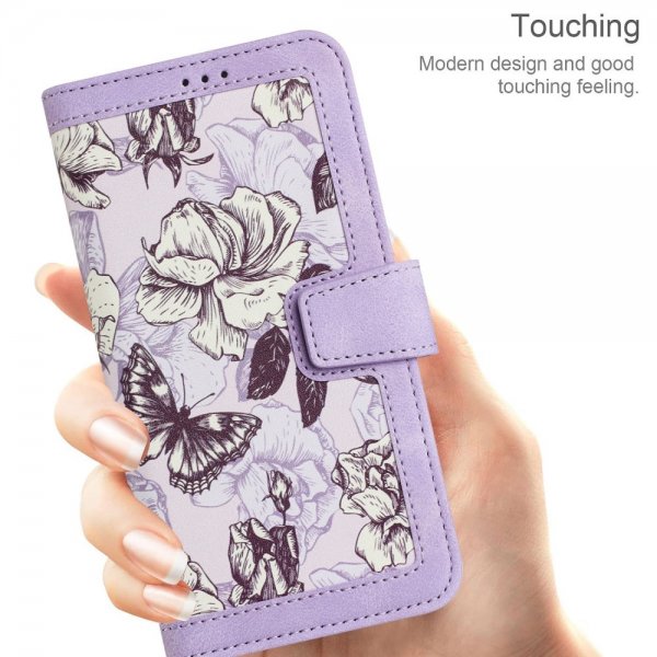 iPhone 15 Pro Etui Blomstermønster Lilla