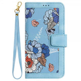 iPhone 15 Pro Etui Blomstermønster Lyseblå