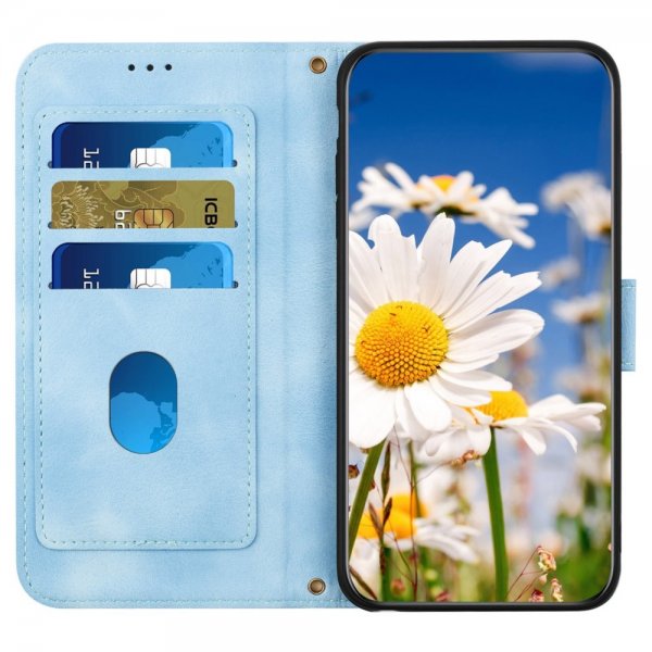 iPhone 15 Pro Etui Blomstermønster Lyseblå