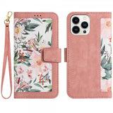 iPhone 15 Pro Etui Blomstermønster Rosa