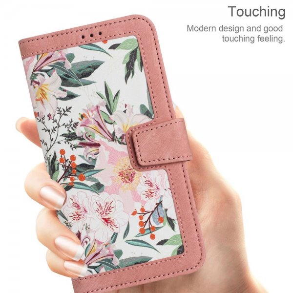 iPhone 15 Pro Etui Blomstermønster Rosa