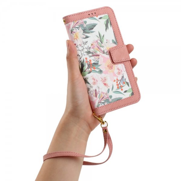 iPhone 15 Pro Etui Blomstermønster Rosa