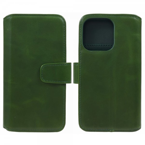 Nordic Covers iPhone 15 Pro Etui Essential Leather Juniper Green