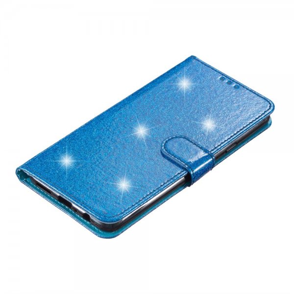 iPhone 15 Pro Etui Glitter Blå