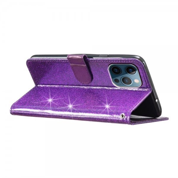 iPhone 15 Pro Etui Glitter Lilla